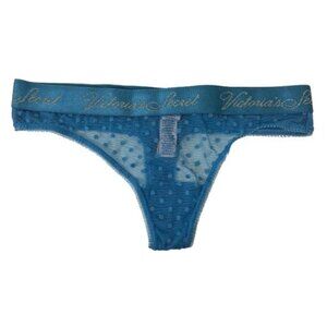 NEW Victoria’s Secret Blue Polka Dot Mesh Thong S Y2K Vibe, Coquette Lingerie